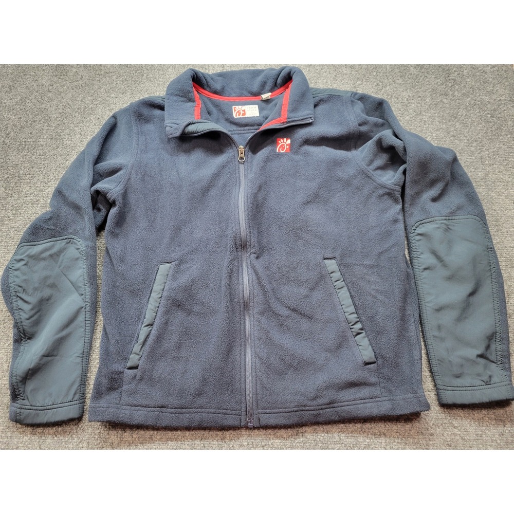 Chick-fil-A Team Style Oobe Fleece Jacket Mens Medium Navy Blue Full Zip Work
